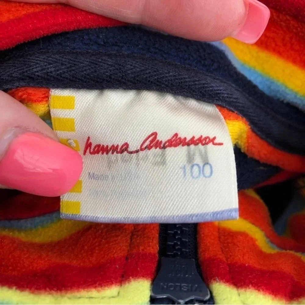 Hanna Andersson fleece pullover‎ half zip rainbow stripe size 100 or 4 years